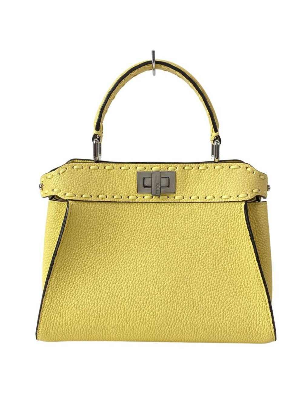 Fendi Handbag Peekaboo Iconic Small Selleria Light Yellow Leather
